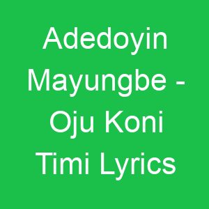 Adedoyin Mayungbe Oju Koni Timi Lyrics