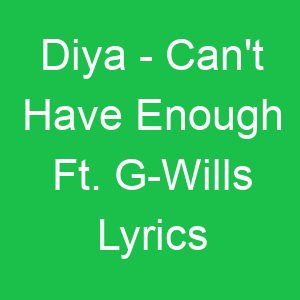 Diya Can't Have Enough Ft G Wills Lyrics