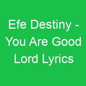 Efe Destiny You Are Good Lord Lyrics