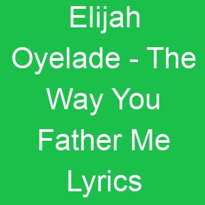 Elijah Oyelade The Way You Father Me Lyrics