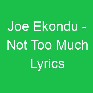 Joe Ekondu Not Too Much Lyrics