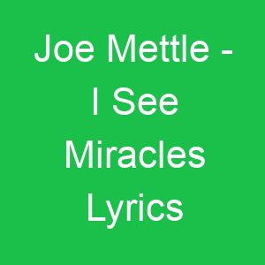 Joe Mettle I See Miracles Lyrics