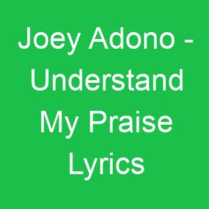 Joey Adono Understand My Praise Lyrics
