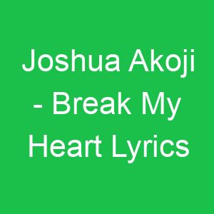 Joshua Akoji Break My Heart Lyrics
