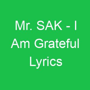 Mr SAK I Am Grateful Lyrics