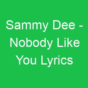 Sammy Dee Nobody Like You Lyrics