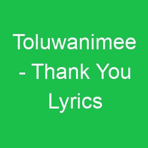 Toluwanimee Thank You Lyrics