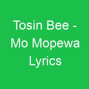 Tosin Bee Mo Mopewa Lyrics