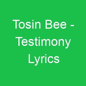Tosin Bee Testimony Lyrics
