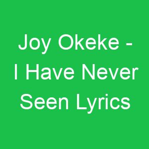 Joy Okeke I Have Never Seen Lyrics